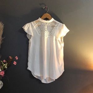 Express Peasant Top White Lace Size XS